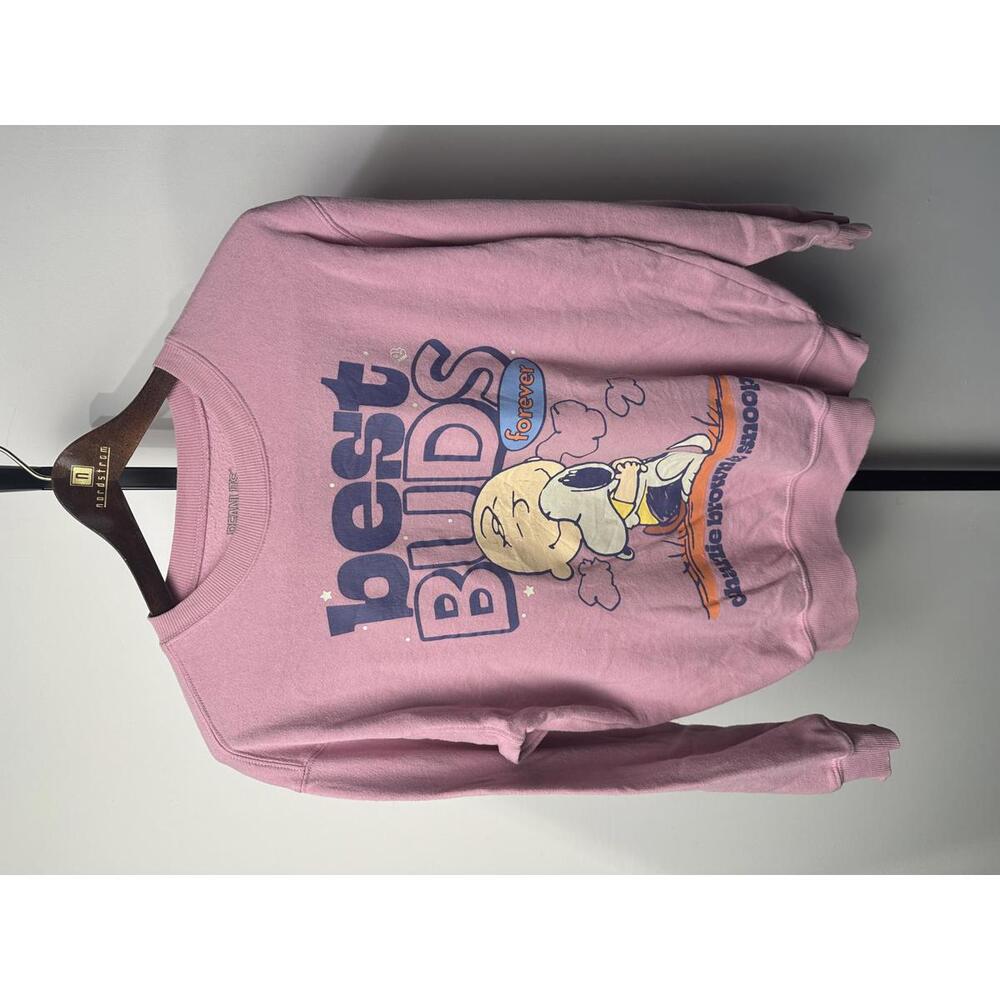 Preowned Pink 'Best Buds Forever' Charlie Brown & Snoopy Sweatshirt (XS)